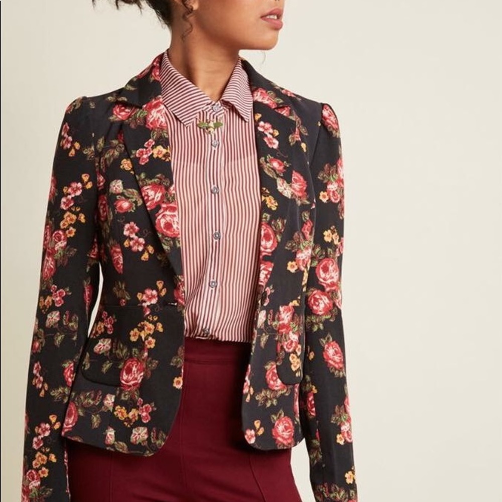 Modcloth Stargazing Splendor Blazer Evening Garden